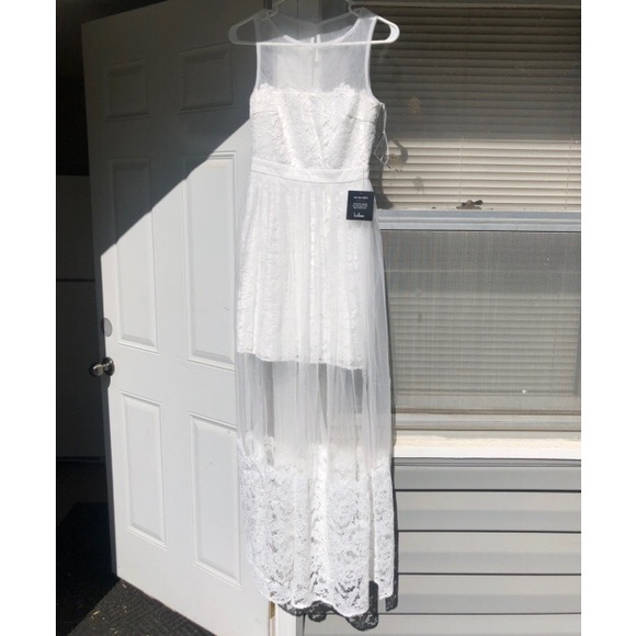 Lulus White Lace Overlay Maxi Cocktail Dress - Picture 4 of 7